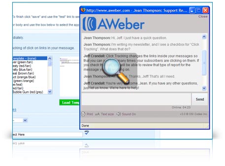 Live chat customer solutions screenshot
